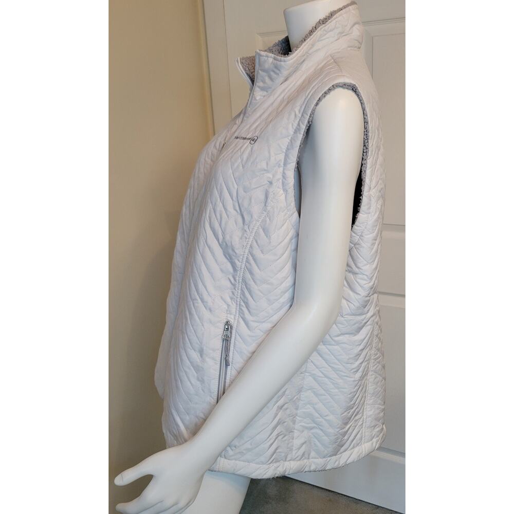 Free Country Reversible Quilted Puffer Vest White Gray Sherpa Lined Women Sze XL - Picture 5 of 9